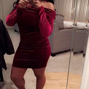 Wine velvet dress